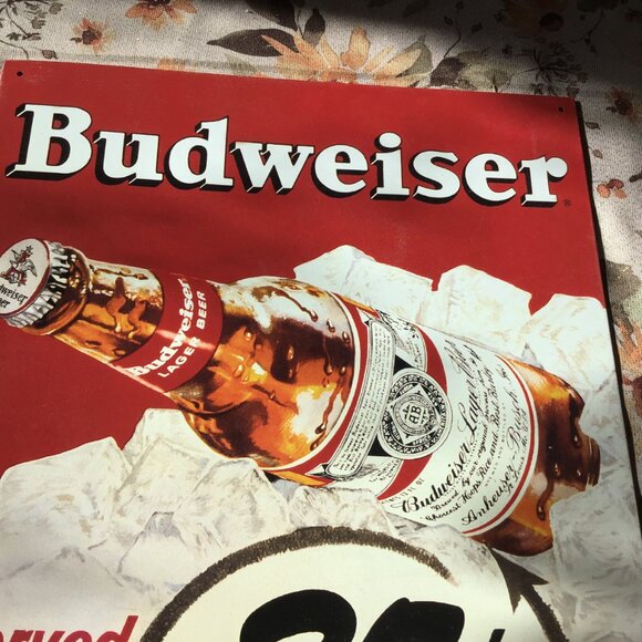 Budweiser Beer Sign - Metal Budweiser Beer Sign - Mancave Sign - .25 cent beer - Picture 4 of 4